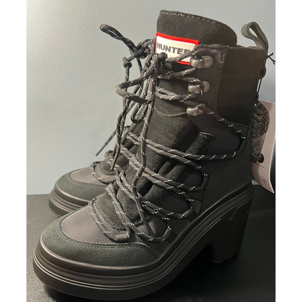NWT Hunter Womens Discoverer Mid Lace-UP Leather Heel Boot - Picture 4 of 14